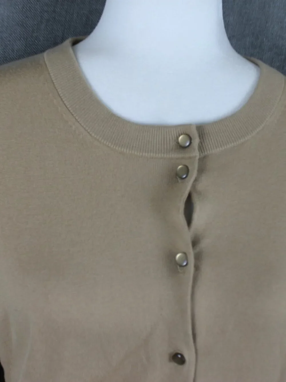 J. Crew The Clare Cardigan Women's Size L 3/4 Sleeve Cotton Sweater Tan NWT